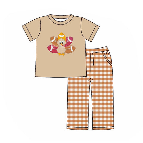 BSPO0436 pre-order 3-6M to 7-8T toddler boy clothes turkey boy thanksgiving day pajamas outfit-2024.6.4