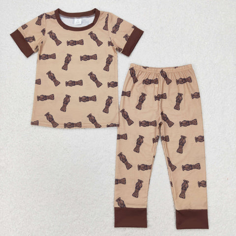 BSPO0444 RTS 3-6M to 7-8T toddler boy clothes brown hunting boy  pajamas outfit fall spring outfit