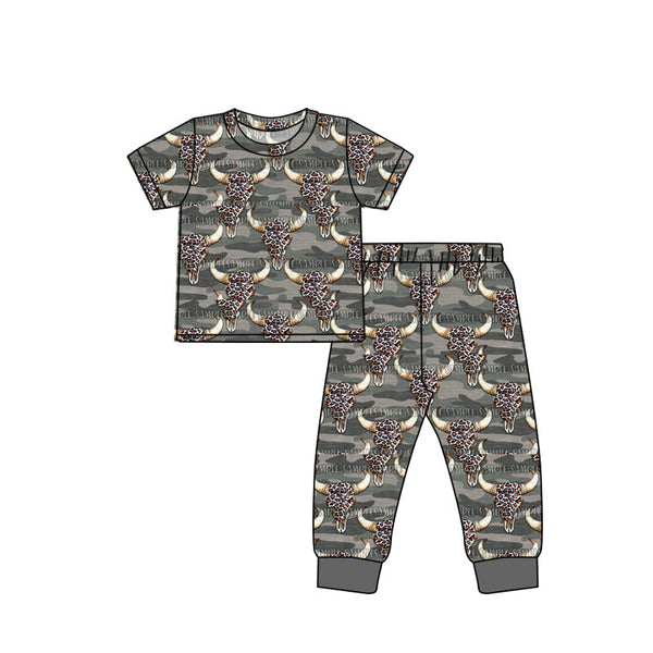 BSSO0086 baby boy clothes fall spring cow short sleeve set