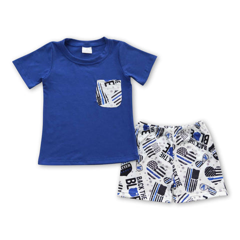 BSSO0242 baby boy clothes blue summer shorts set