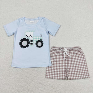 BSSO0610 RTS baby boy clothes farm clothes truck toddler boy summer outfit （print）