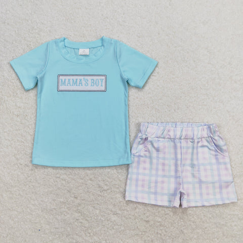 BSSO0624 RTS baby boy clothes embroidery mama’s boy toddler boy mother's day summer outfit