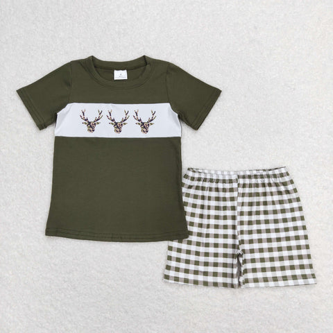 BSSO0662 RTS baby boy clothes deer Elk toddler boy summer outfits （print）