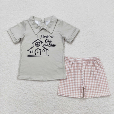 BSSO0742 RTS baby boy clothes old story boy summer shorts set