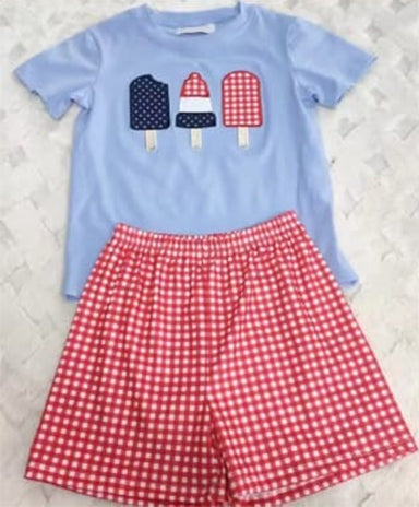 BSSO0744 pre-order baby boy clothes 4th of July clothes patriotic toddler boy summer outfit