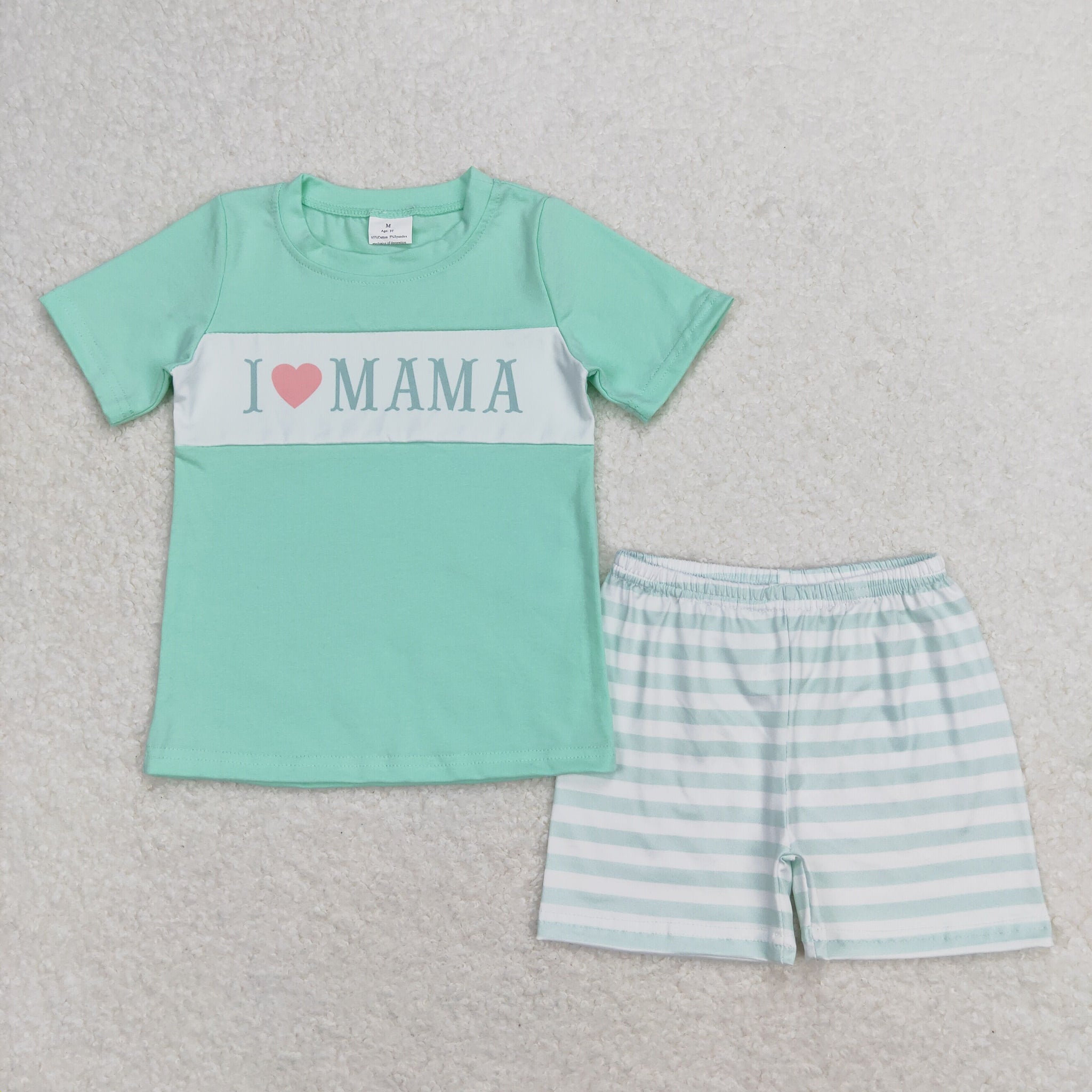 BSSO0751 RTS baby boy clothes I love mama toddler boy summer outfits （print）