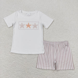 BSSO0826 RTS baby boy clothes starfish toddler boy summer outfits 3-6M to 7-8T （print）
