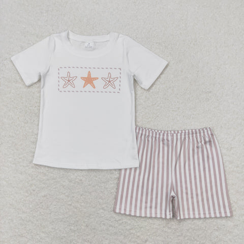 BSSO0826 RTS baby boy clothes starfish toddler boy summer outfits 3-6M to 7-8T （print）