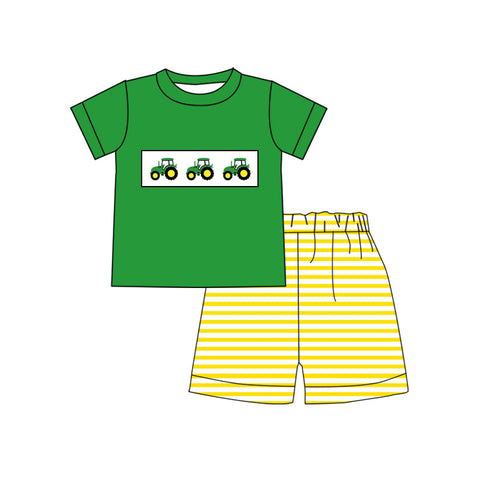 BSSO0904 pre-order 3-6M to 7-8T baby boy clothes truck toddler boy summer outfits