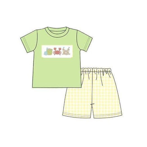 BSSO0910 pre-order 3-6M to 7-8T baby boy clothes sandy beach toddler boy summer outfits