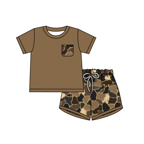 BSSO0933 pre-order 3-6M to 7-8T baby boy clothes camouflage toddler boy summer outfits