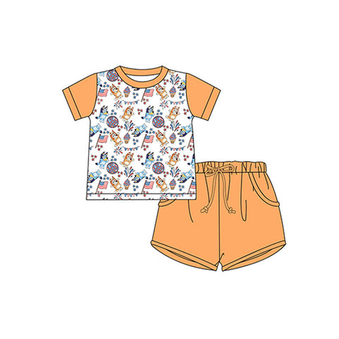 BSSO0986 pre-order 3-6M to 7-8T  baby boy clothes cartoon dog toddler boy  summer outfits-2024.5.19