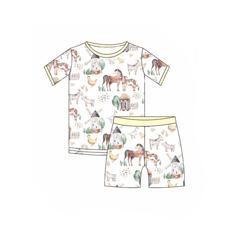 BSSO0989 pre-order  toddler boy clothes farm clothes horse boy summer pajamas set 2024.5.30