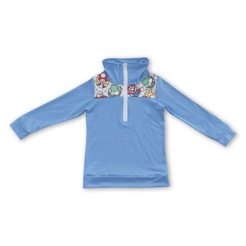 BT0265 baby boy clothes blue zipper winter top