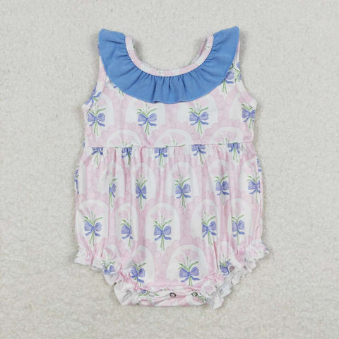 SR1181 RTS baby girl clothes pink floral toddler girl summer bubble