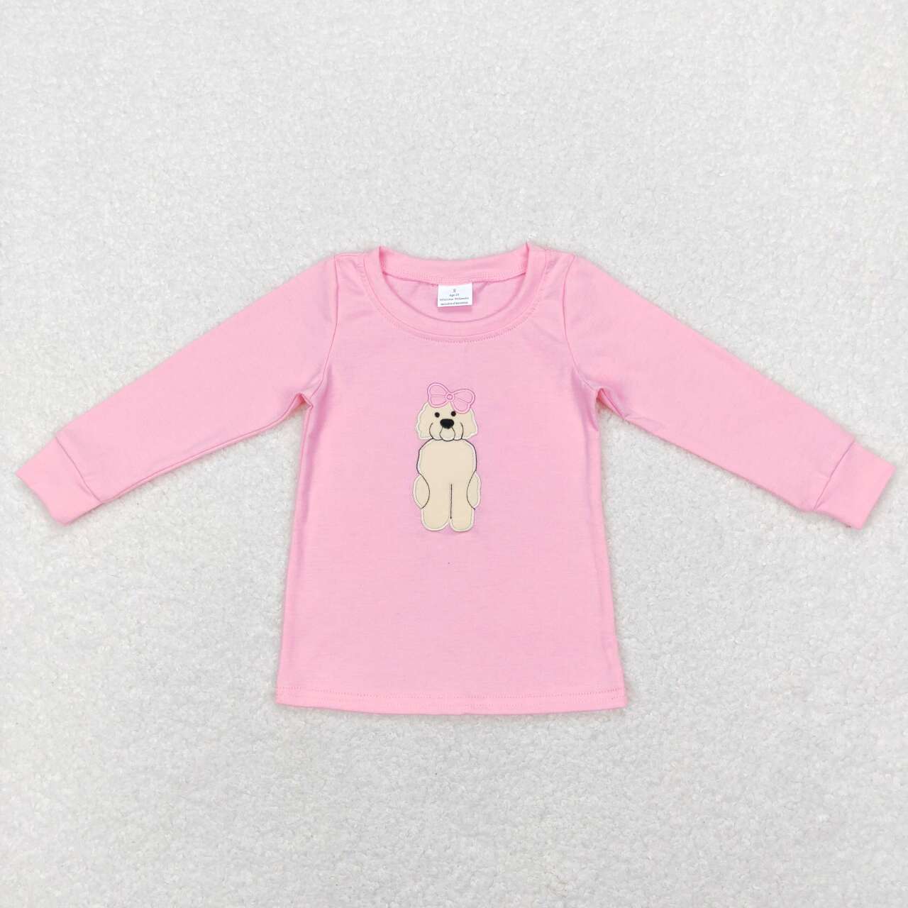 GT0408 baby boy girl clothes dog embroidery bow girl winter shirt top