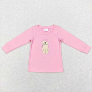 GT0408 baby boy girl clothes dog embroidery bow girl winter shirt top