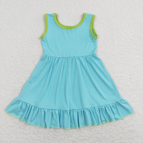 GSD0657 baby girl clothes pure green sleeveless girl summer dress