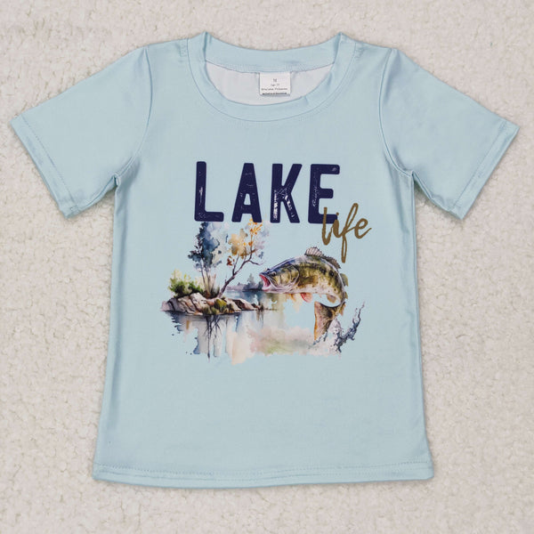 BT0339 baby boy clothe lake fish boy summer tshirt