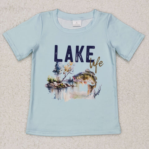 BT0339 baby boy clothe lake fish boy summer tshirt