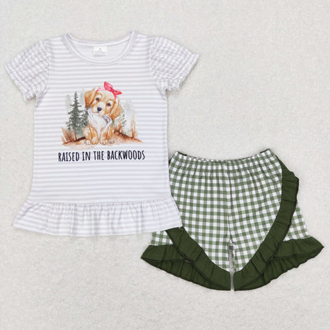 GSSO0417 baby girl clothes dog forest summer outfits hunting clothes