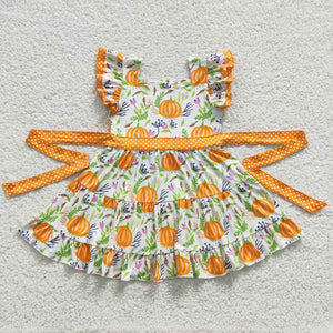 D6-20 toddler girl clothes pumpkin girl halloween dress-promotion 2023.9.25