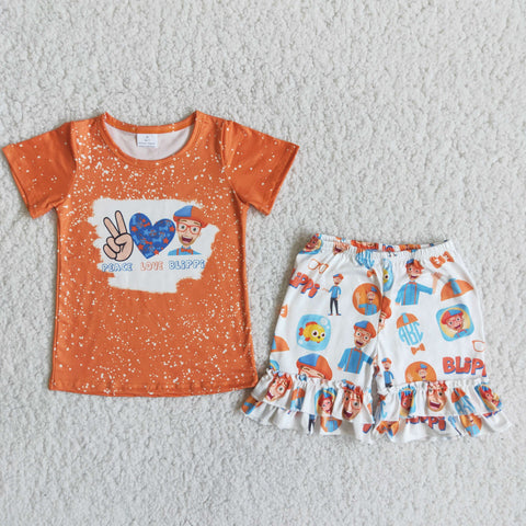 C15-25 baby girl clothes cartoon orange girl summer shorts set-promotion 2024.3.30 $5.5