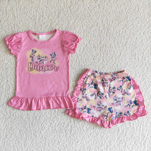 C4-27 baby girl clothes cartoon pink girl summer shorts set-promotion 2024.3.30 $5.5