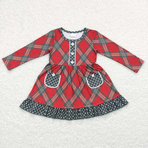 GLD0424 baby girl clothes pocket girl christmas dress