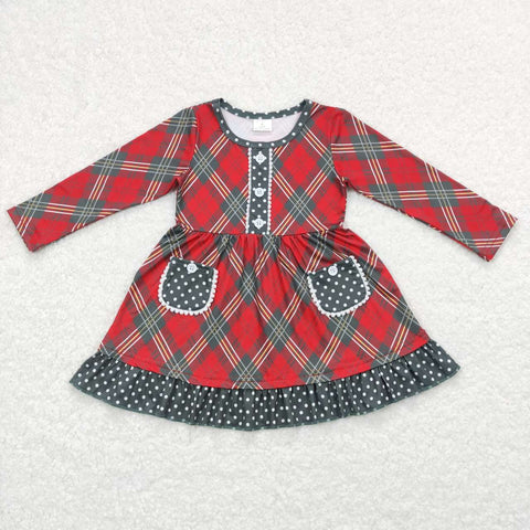 GLD0424 baby girl clothes pocket girl christmas dress