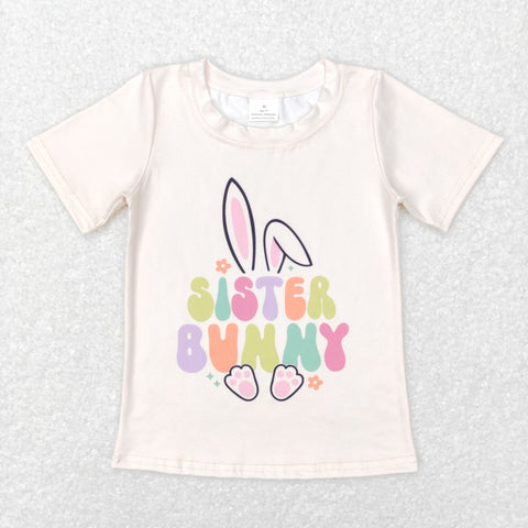 GT0394 baby girl clothes sister bunny girl easter tshirt