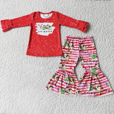 6 C6-17 baby girl clothes red cartoon friends christmas outfits - promotion 2023.10.21