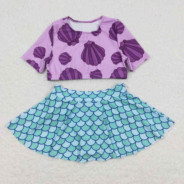 S0222 baby girl clothes shell scales girl summer swimsuit 1 bathing suit