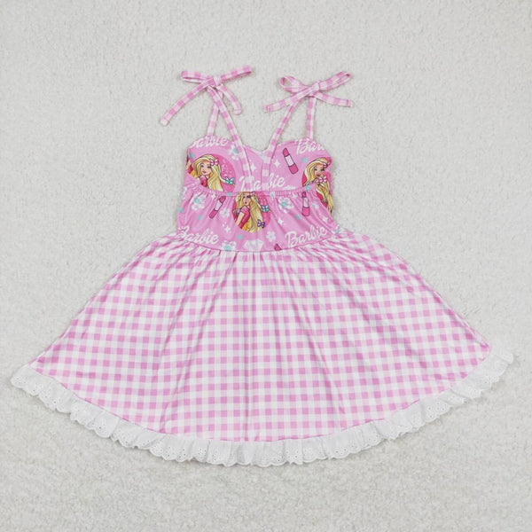 GSD0526 RTS  baby girl clothes cartoon pink girl summer dress party dresses