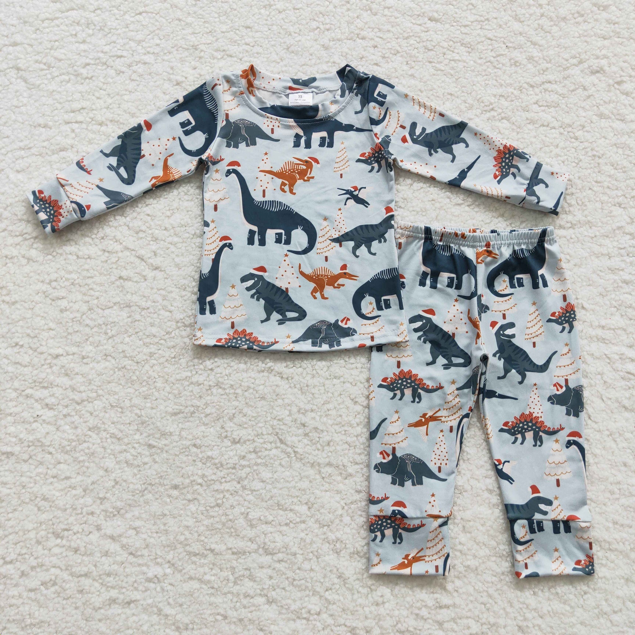 BLP0193 baby boy clothes dinosaur boy christmas pajamas set