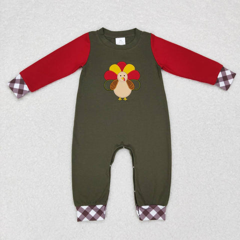 LR0670 baby boy clothes turkey embroidery thanksgiving romper