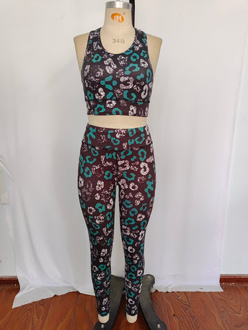 GSPO1462 RTS adult clothes black leopard print adult woman yoga wear S-XL