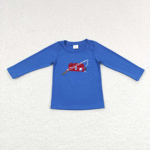 BT0364 kids clothes boys fish blue embroidery boy winter top