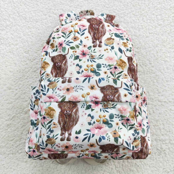 BA0007 toddler backpack flower girl gift back to school highland cow farm preschool bag
