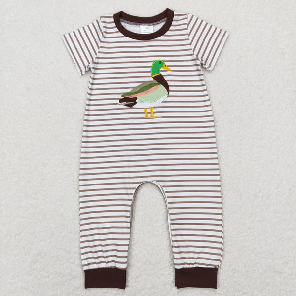 SR0517 baby boy clothes mallard duck embroidery hunting clothes boy summer romper