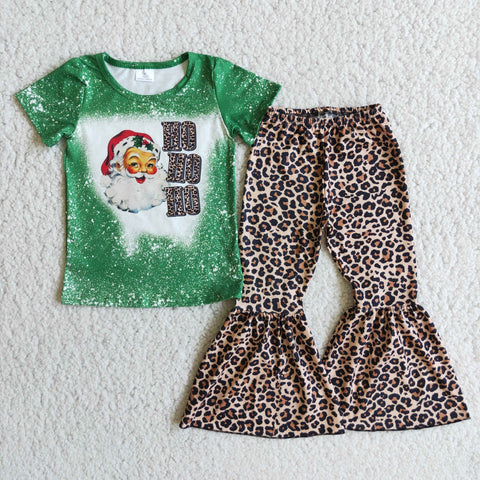 D1-5 baby girl clothes green short sleeve santa claus girl christmas outfit-promotion 2023.11.11