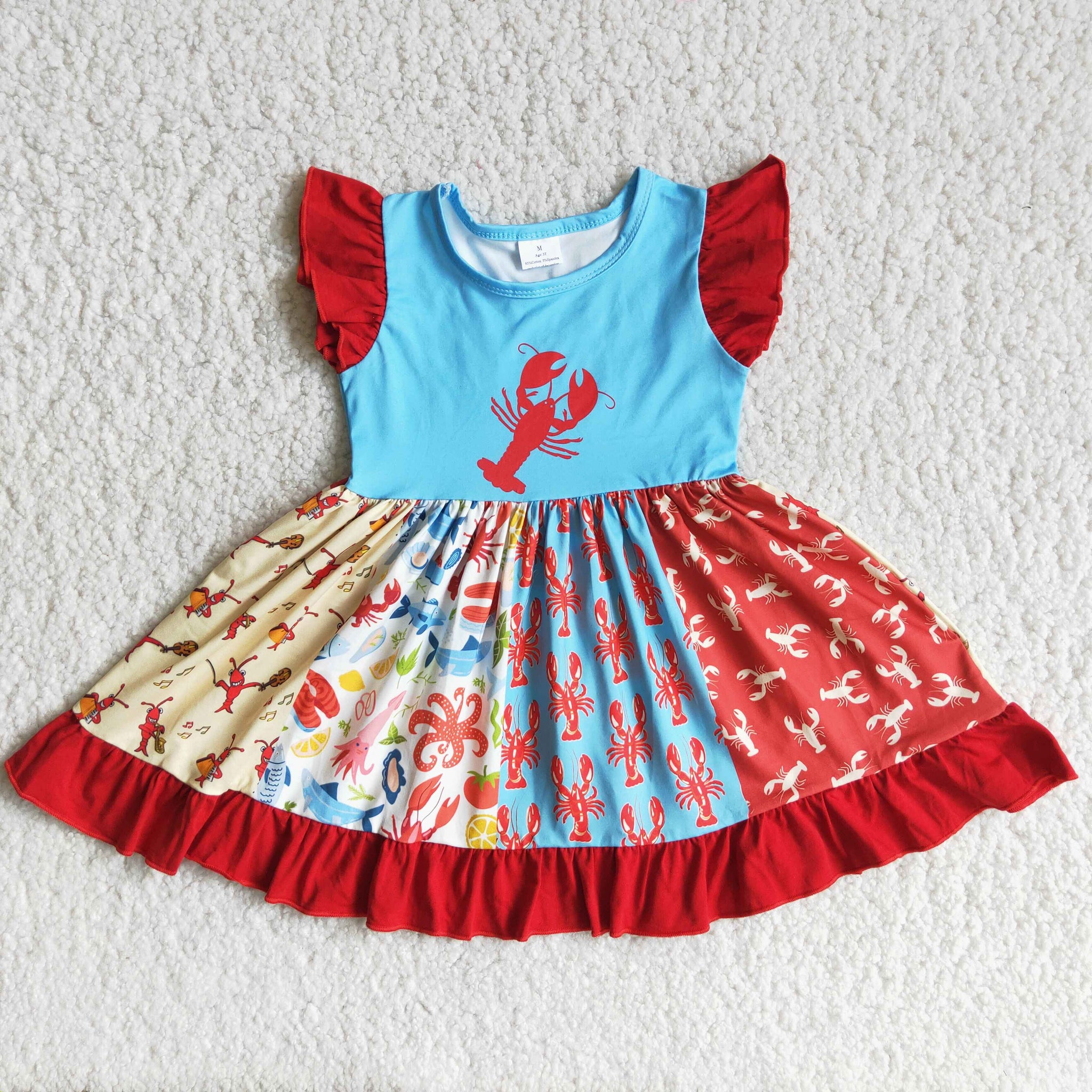D12-27 baby girl clothes girl summer dress toddler crawfish dress summer twirl dress-promotion 2024.1.6