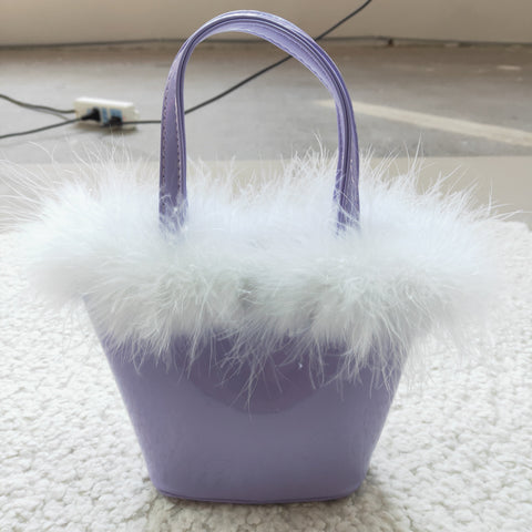 BA0032 purple fur leather bag