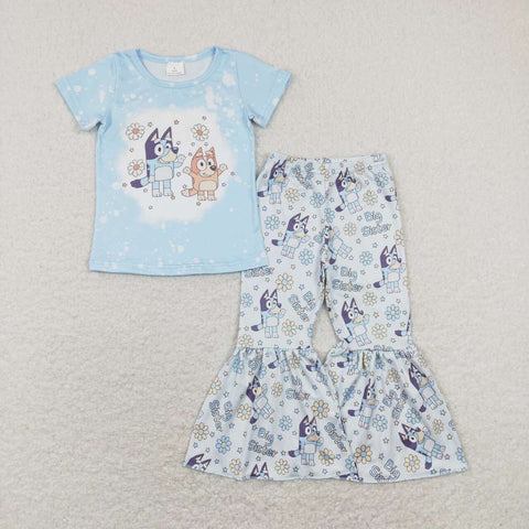 GSPO1336 baby girl clothes cartoon dog girls bell bottoms outfit