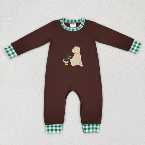 LR0591 baby clothes mallard duck dog embroidery baby winter boy romper