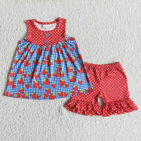 D6-17 baby girl clothes strawberry girl summer shorts set -promotion 2024.4.5 $5.5