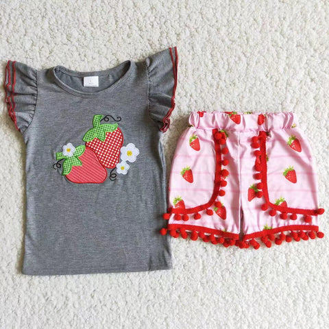 D8-27 RTS girl clothes strawberry girl summer shorts set-promotion 2024.4.22 $5.5