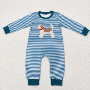 LR0727 baby boy clothes dog embroidery boy winter romper