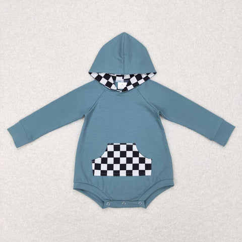 LR0759 RTS baby clothes black plaid baby hoodies bubble