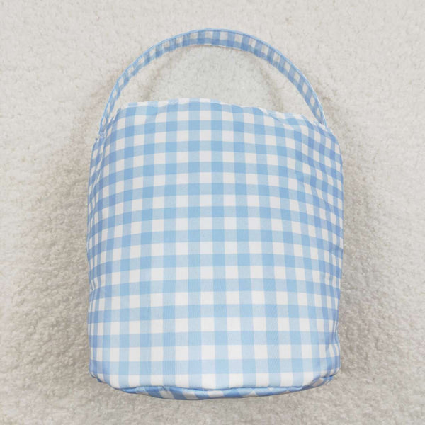 BA0161 bunny bag blue plaid easter bag basket